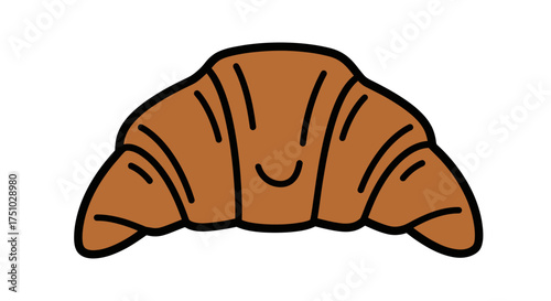 Whimsical croissant character conveying a feeling of breakfast and joy and happiness