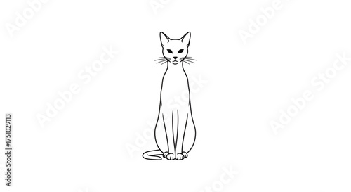 Elegant feline contour drawing poised and sleek in minimalist black and white design