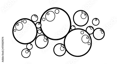 Interconnected circular forms creating a visual cluster and abstract design with white background