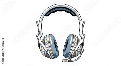 Illustrated headphones with a unique design for immersive sound experiences and focused