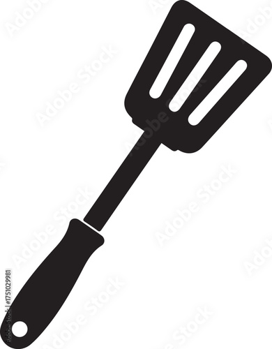 kitchen spatula silhouette icon, spatula icon, spatula representing cooking and grilling 