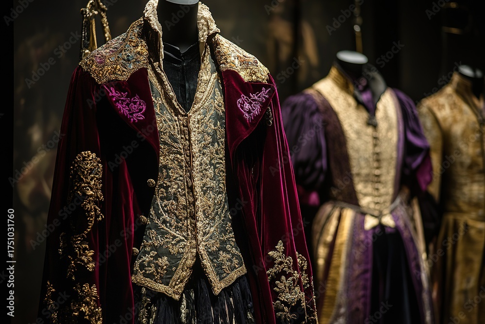 Fototapeta premium royal clothing with velvet jackets and embroidered waistcoats