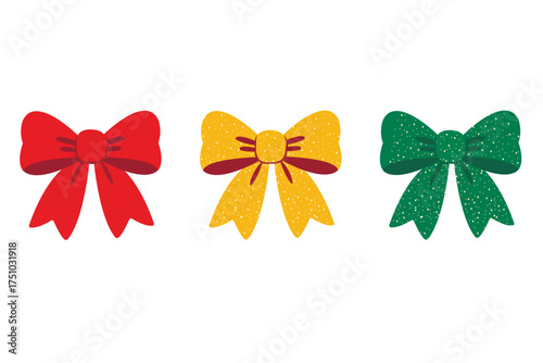 a set of festive bows of different colors