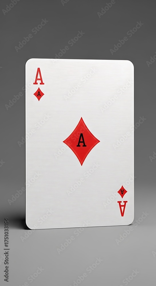 Obraz premium Ace of Diamonds Playing Card on Gray Background.