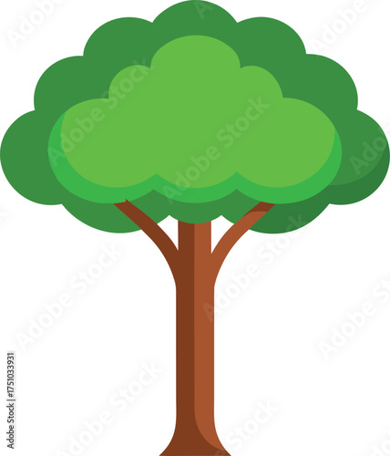 Stylized green tree silhouette with detailed trunk and foliage for nature themes