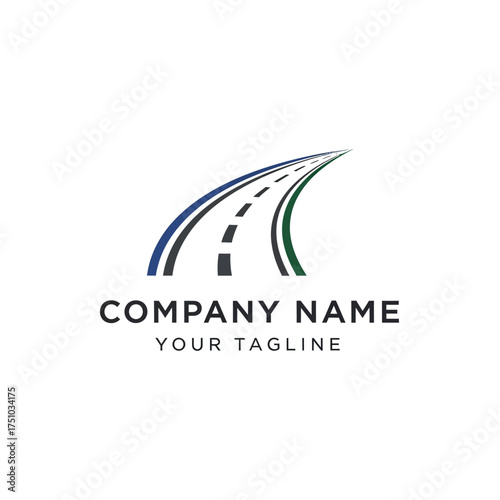 Stylized logo featuring a curving road with dashed lines, representing a company's journey, path, or transport services.