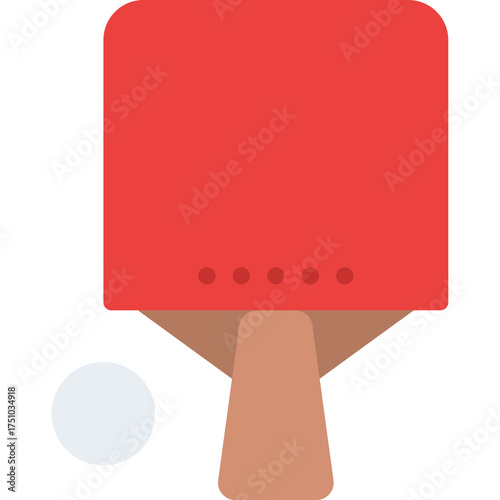 Red Ping Pong Paddle and White Ball with Transparent Background Ideal for Sports Graphics and Game Design Elements