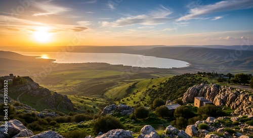 Sea of Galilee at Sunset - A Breathtaking Landscape View.