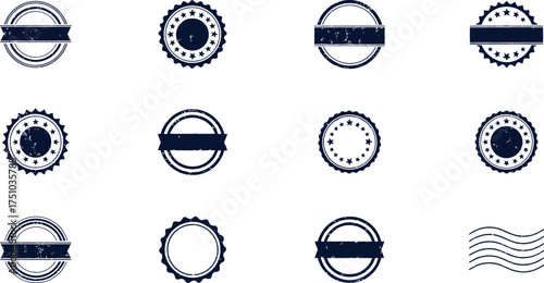 distressed stamp style badge and seal vector designs for branding, packaging, and authentic retro projects