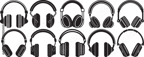 Headphone Silhouette Icons – Vector Set for Presentations
