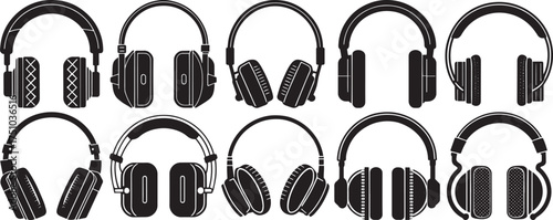 Headphone Silhouette Vector Set – Editable SVG Icons