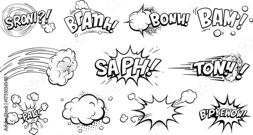 Comic Book Sound Effect Speech Bubbles and Explosions vector