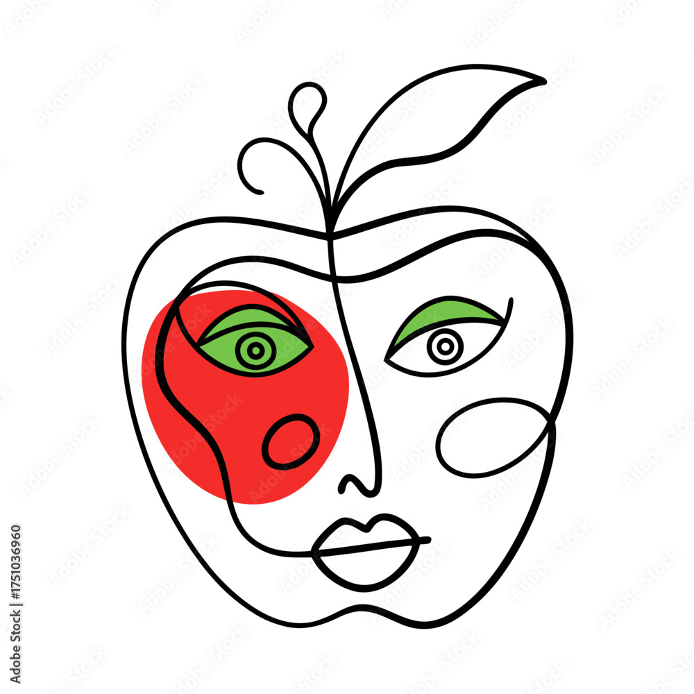 Obraz premium Abstract Apple Line Art