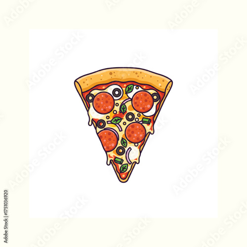  Pizza Slice with Pepperoni and Vegetables