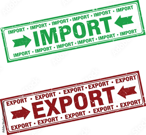 import and export stamp vector set for global business trade, marketing, and international commerce designs