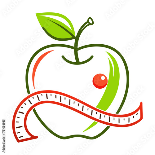 Healthy Apple Line Art