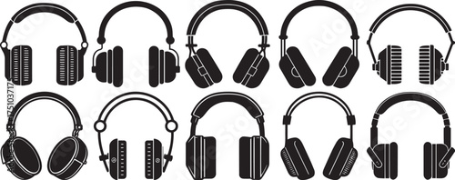 Headphone Silhouette Icons – Vector Pack for Designers