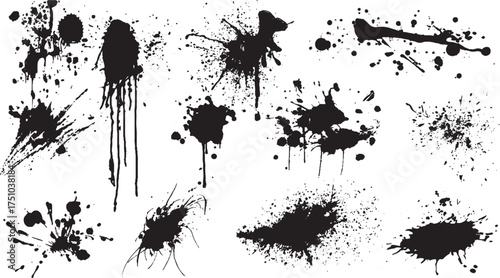 Dirty grunge decoration box set with spray paint clouds brush strokes and splatter texture background