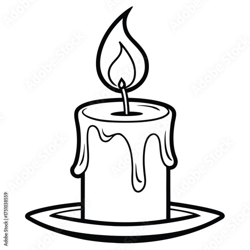 Burning candle outline vector