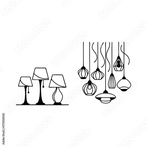 Modern decorative lamp silhouette vector