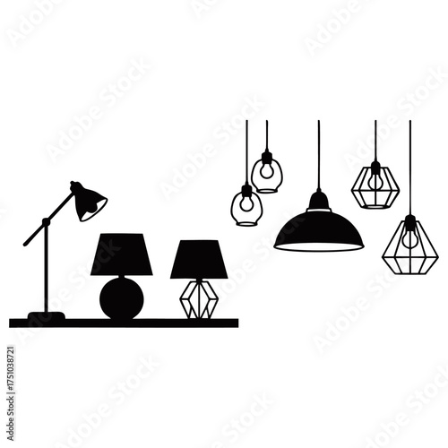 Modern decorative lamp silhouette vector