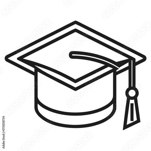 Graduate cap outline vector icon 