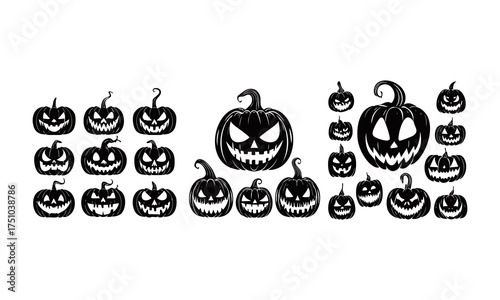 Halloween Jack-o'-Lantern Silhouettes Vector Collection is suitable for graphic design.
