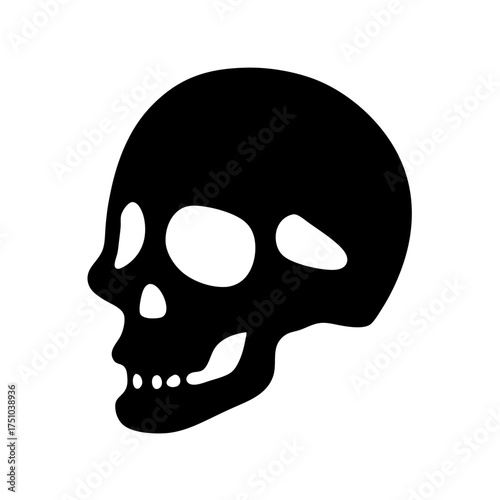 Mysterious black crystal skull icon symbol silhouette for occult or halloween designs
