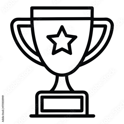Winners gold champion trophy cup outline vector icon