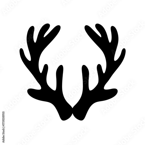 Symmetrical deer antlers silhouette symbol wildlife nature forest animal symbolism majestic creature design element