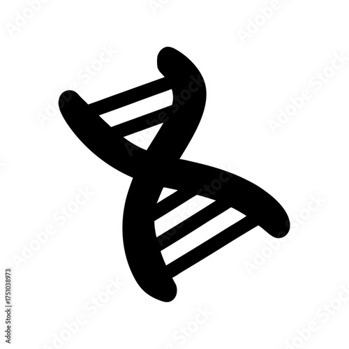 Simplified black silhouette of a dna double helix structure illustrating genetics and life science concepts