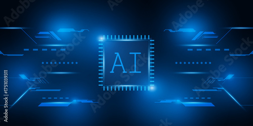 Artificial Intelligence ,AI chipset on circuit board, futuristic Technology Concept	
