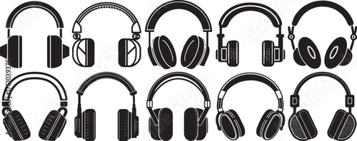 Headphone Silhouette Vector – Compact Icon Collection