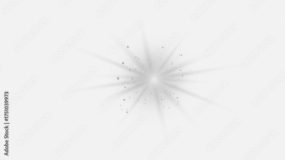 Naklejka premium Bright White Starburst Light Flash Effect with Transparent Background