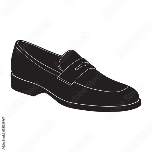 Elegant Black Leather Loafer Shoe Isolated on White Background Fashionable Footwear for Men and Stylish Wardrobe Essentials