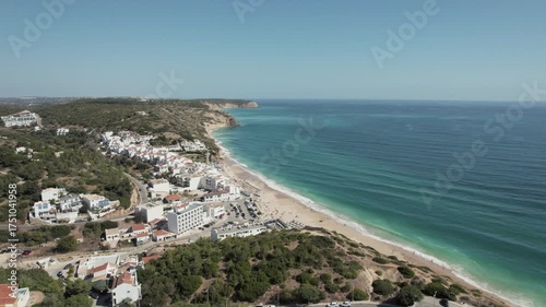Algarve beach and village. Salema beach in the Algarve, Portugal