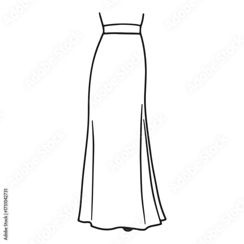 Elegant Long Skirt Design Illustration for Fashion and Style Concepts with Classic Look for Design Projects and Templates