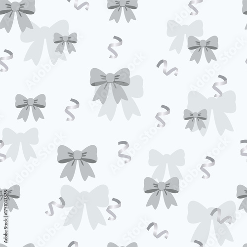 Seamless pattern with bows in gray tones