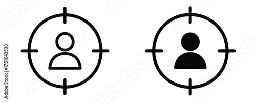 WebIdeal customer profile selection for marketing focus, pinpoint your target audience with these customer targeting icons showing user in crosshairs, attract ideal clients for business success
