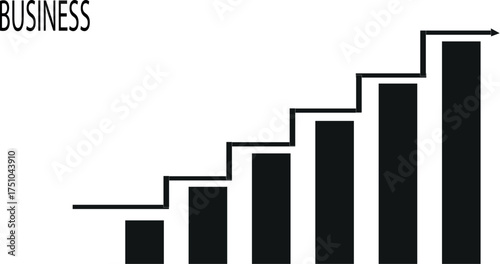 Business growth chart with stairs isolated on white background
