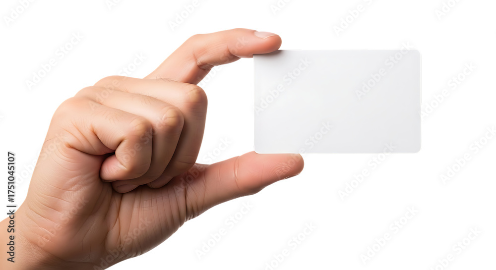 Obraz premium Hand holding blank business card or gift card for mockup design