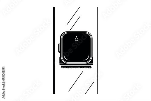Black robot window cleaner with brushes on a white background robot cleaner robotic cleaner