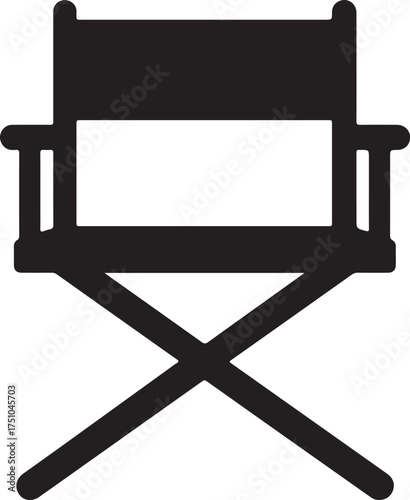 Director’s Chair Silhouette Minimalist Black and White Vector Illustration