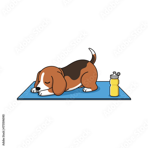 dog with bone vector art illustration on white background 