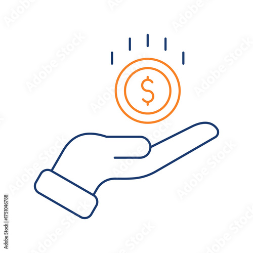 Income Colored Line Icon Vector Illustration