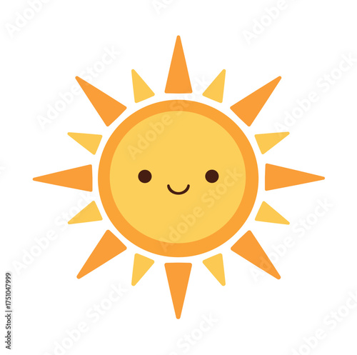 Adorable Flat Design Sun with a Smile