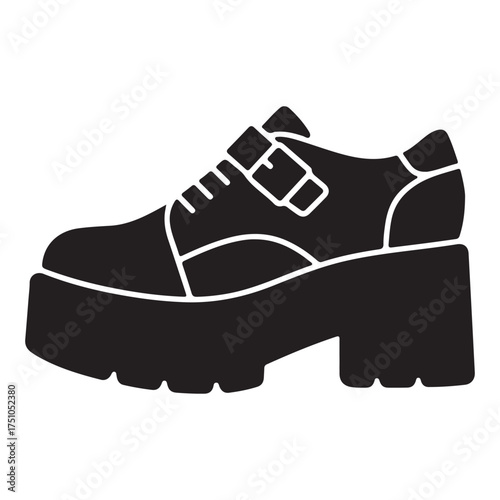 Trendy Black Platform Shoe with Buckle Strap Fashionable Footwear for Style Conscious Individuals Modern and Edgy Design Silhouette