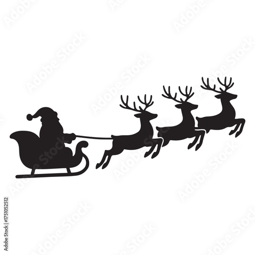 Santa's Sleigh and Reindeer Silhouette