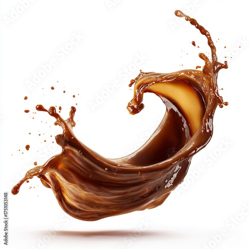 A dynamic swirl of rich, delicious chocolate liquid, captured mid-motion. A perfect visual representation of the pure indulgence and the delight it provides