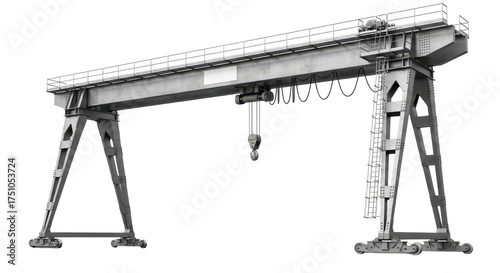 Detailed Full-Body Gantry Crane Illustration on a White Background for Industrial Use